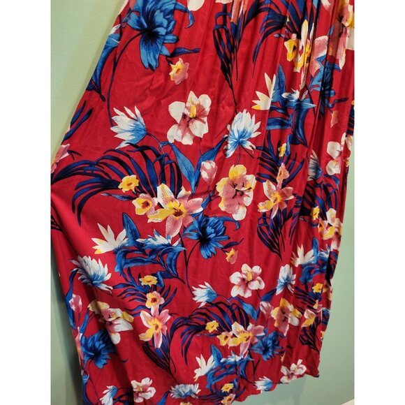 New Red Blue Hawiian Empire Waist Sleeveless Maxi Dress Japna Sz XS Tropical - Picture 3 of 8